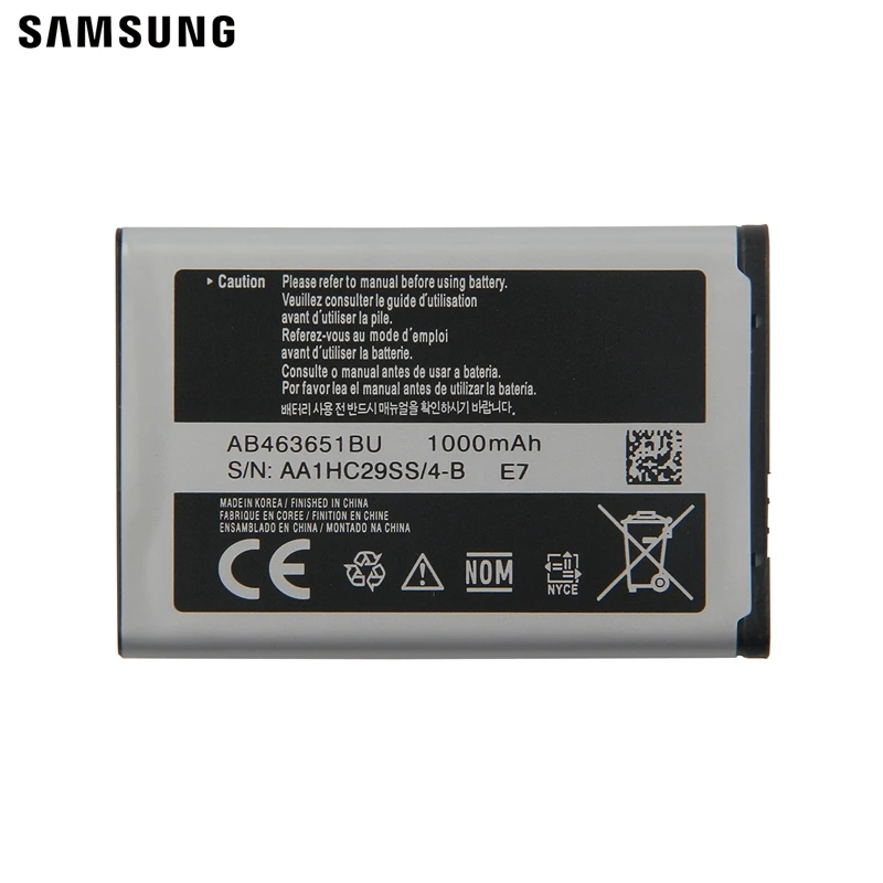 Samsung оригинальный аккумулятор AB463651BU для C3370 C3200 C3518 J808 F339 S5296 L708E S5610 W559 S5620I S5630C S5560C