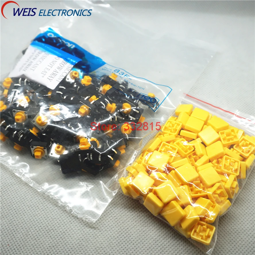 

100PCS With Cap OMRON 12*12*7.3mm Button Tact Switches Micro Switch Buttons B3F-4055 FREE SHIPPING