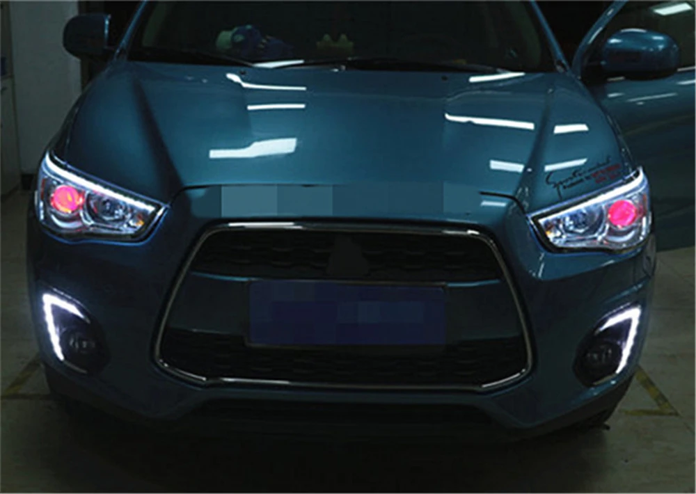 Автомобильный мигающий 1 комплект для Mitsubishi ASX 2013 светодиодный DRL дневные ходовые огни дневной свет водонепроницаемый противотуманный фара белый