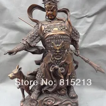 Bi00656 1" Китайский Чистая Бронзовый воин защиты 3 Для глаз Ян Цзянь эрланг Бог статуя собаки