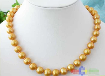 

Free shipping@@@@@ AAA 17"12MM ROUND GOLD FRESHWATER PEARL NECKLACE MAGNET