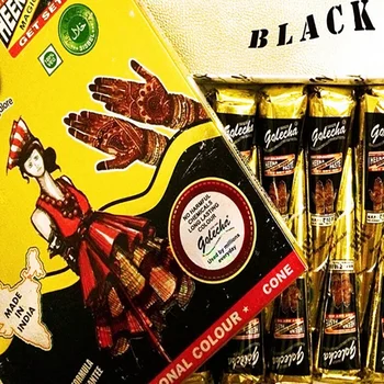 

12 Pieces Golecha Black Indian Henna Tattoo Paste cone Body Art temporary fake finger tattoo henna design body paint kit 25g