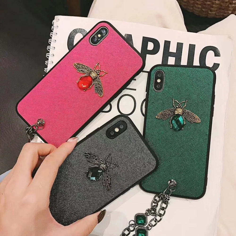 Hazy beauty для iPhone X XS чехол MAX XR Роскошные блестящие пчёлки узорные жесткие чехлы