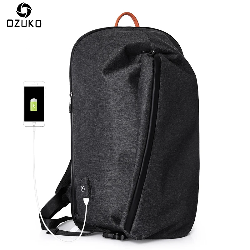 

OZUKO Large Capacity School Backpack Men External USB Charge 15inch Laptop Backpack Casual Travel waterproof Male Mochila 2018