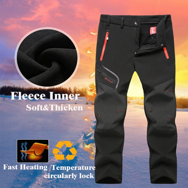 Térmica de las mujeres de los hombres de lana de invierno Softshell pantalones de senderismo hombres impermeable al aire libre Pantalones de deporte, Camping senderismo ciclismo pantalones de esquí