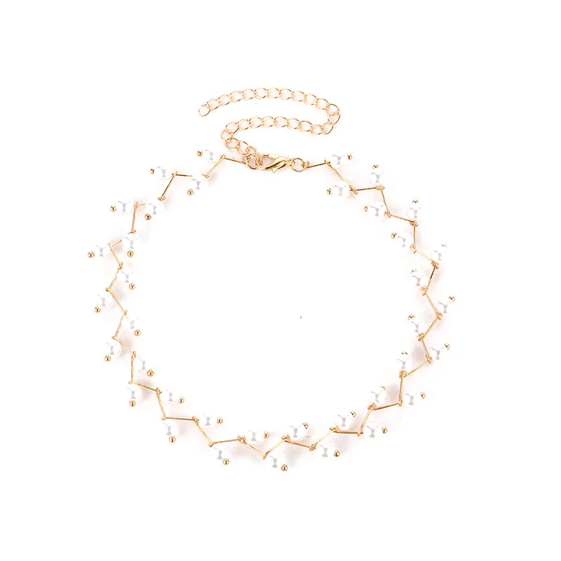 Новые горячие ключицы цепи шеи ювелирные изделия золото ручной работы Жемчужное Ожерелье Красивые корейские невесты ожерелье