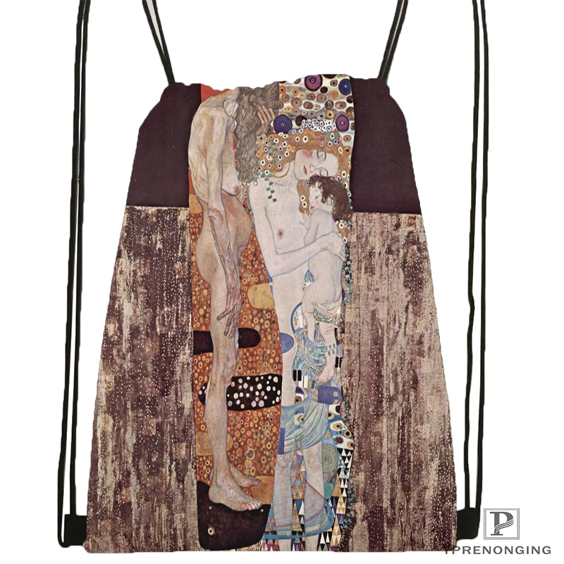 Custom Gustav Klimt Painting Drawstring Backpack Bag Cute Daypack Kids Satchel Black Back 31x40cm 180531 02