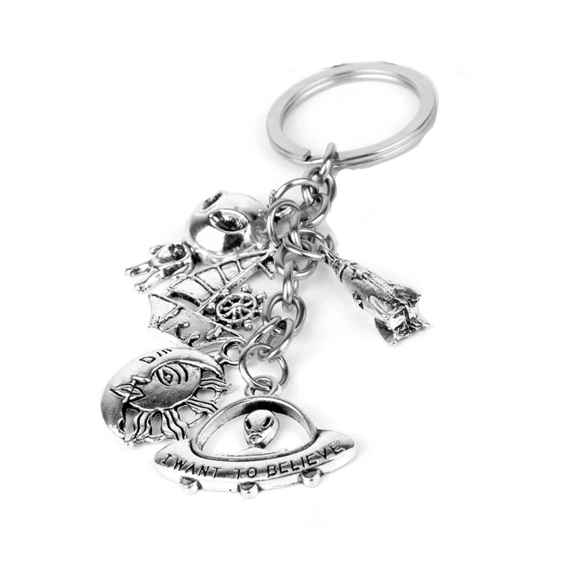 Movie Prop Jewelry Keychain The X Files I want to believe Alien