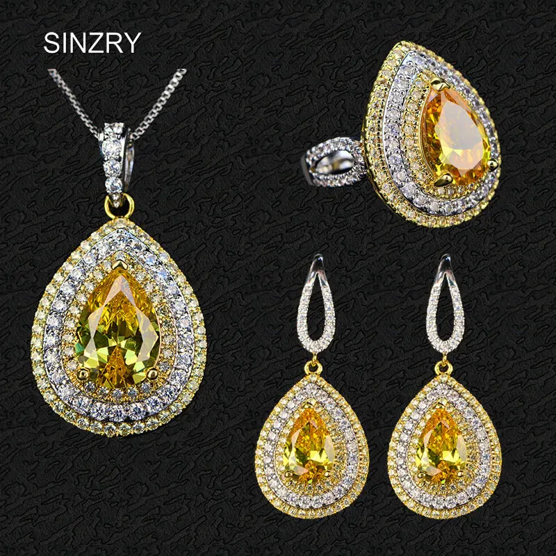 SINZRY 2018 новый роскошный кубический цирконий набор украшений для женщин золотое