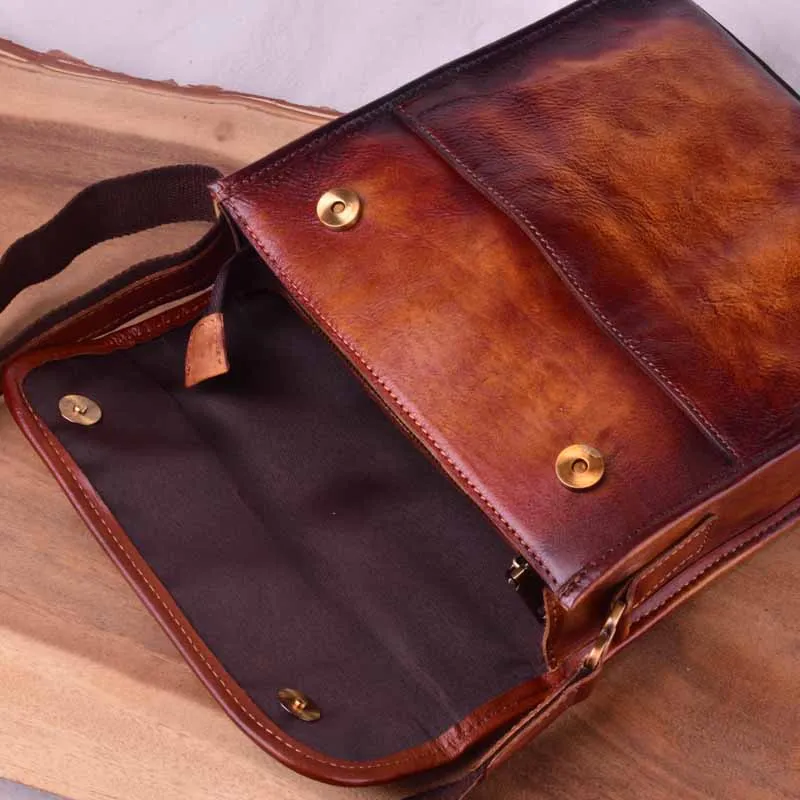 AETOO Retro Mad Horse Purse, head-layer cowhide men's shoulder bag, casual vertical leather crossbody bag