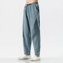 Мужские штаны-шаровары размера плюс, Мужская льняная традиционная китайская одежда, уличная одежда в стиле хип-хоп, рабочая одежда, брюки Tai Chi, 5XL