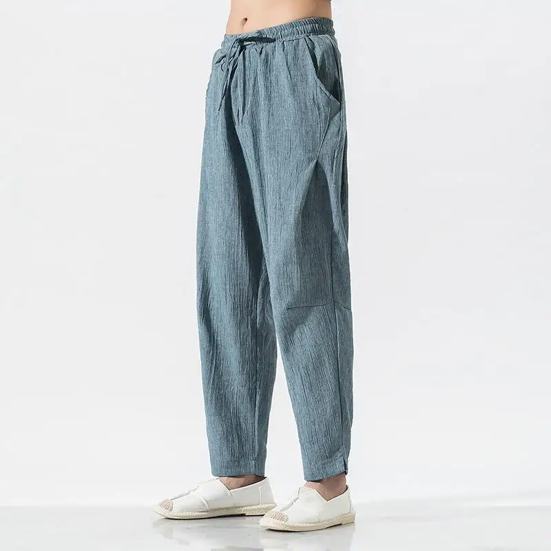

Plus Size Men Harem Pants Male Linen Traditional Chinese Clothing Hip Hop Streetwear Work Clothes Tai Chi Trousers 5XL