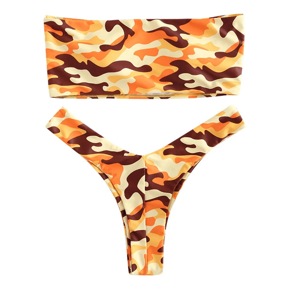 camo bandeau bikini