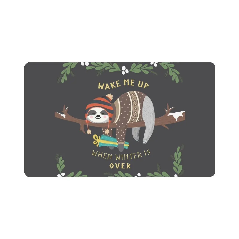 

Cute Baby Sloth Sleeping On The Tree Anti-Slip Doormats Entrance Mat Floor Rug Indoor/Outdoor/Front Door Mats
