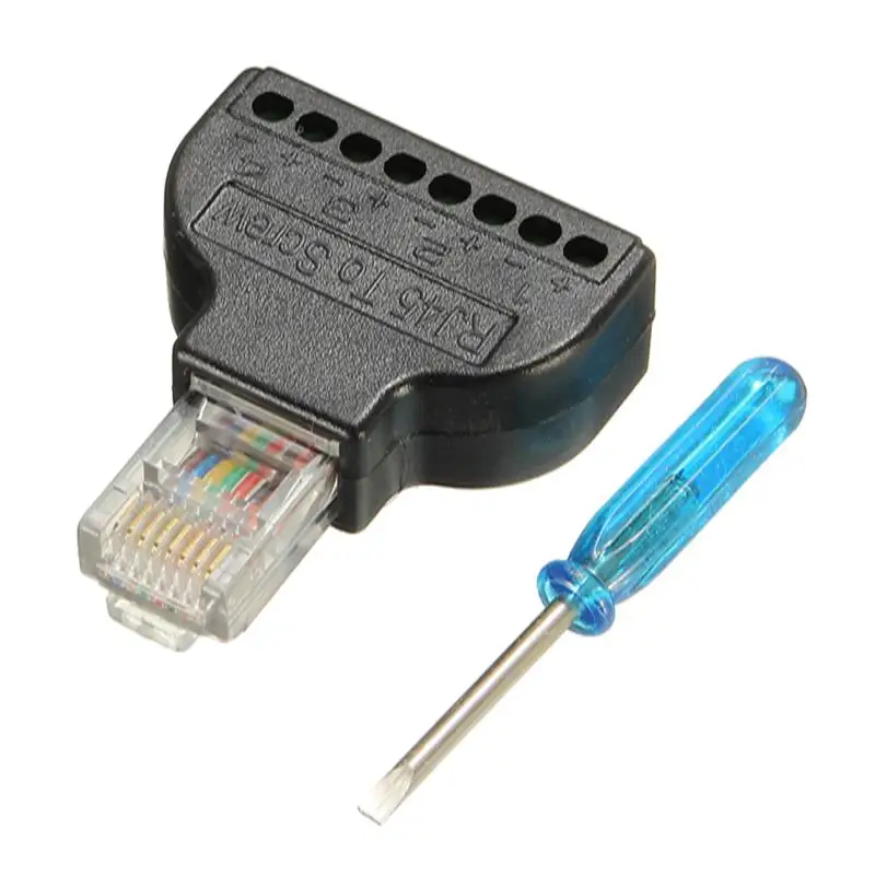 1 шт. RJ45 Ethernet Male To 8 Pin AV Винтовая клемма адаптер Блок преобразователя вилка аксессуары системы видеонаблюдения