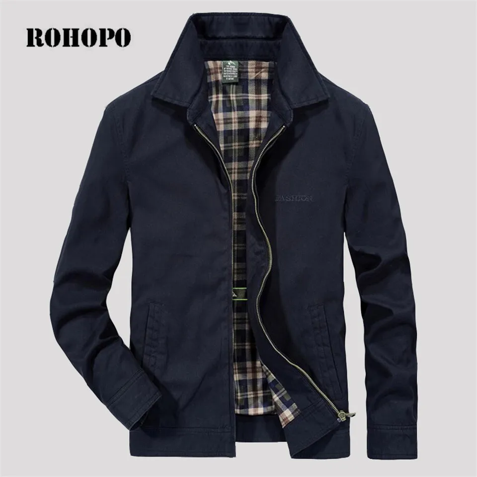 

ROHOPO Jacket Man Cotton Military Casual Men Jacket 2019 Spring Breathable Hero Jackets outwear Army Water washed cotton jacket