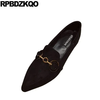 

loafers 2018 embellished beautiful chinese black fashion pointed toe metal slip on women ladies 5 designer shoes china suede