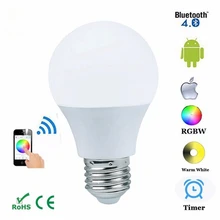 Bluetooth 4.0 LED Bulb Smartphone App Remote Control Led Light E27 RGBW Dimmable Led Lamp Sleeping Mode Smart Home Disco Light