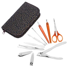 10 шт. Нержавеющая сталь Маникюр Педикюр уха Палочки ногтей-машинки набор с мешком(растительный принт