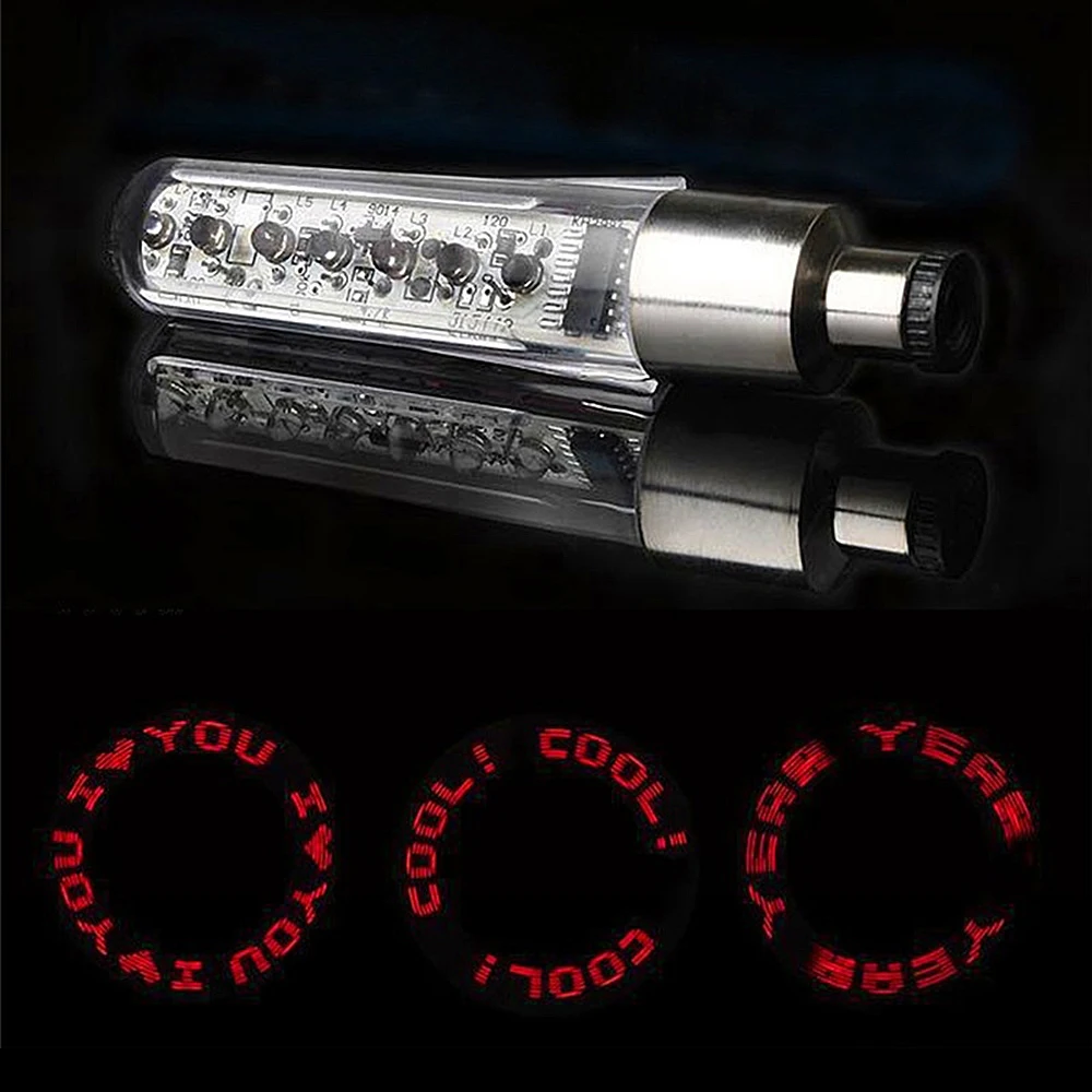 Clearance 1pc Bicycle Light Gas Lamp Double-sensing Double-sided MTB Bike 7 Letters LED Nozzle Lamp Bicycle Bike Light Riding Equipment 4