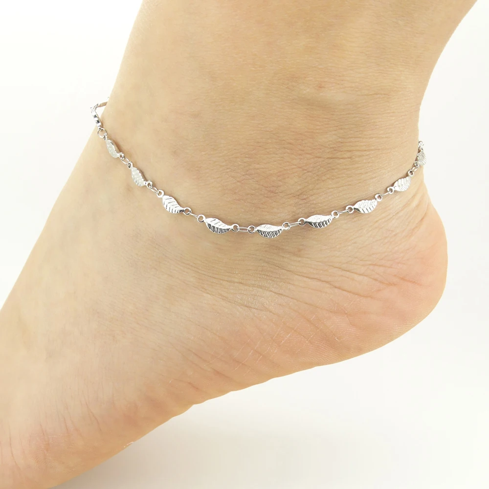 Women Ankel Bracelets Stainless Steel Anklets Small Leaves Charm 9/10/11 Inches Cute Fashion Jewelry Factory Offer - Image 2