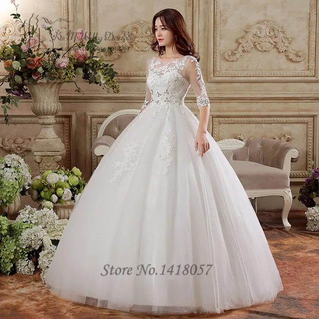 castillo princesa del vestido de bola encaje media manga palabra de