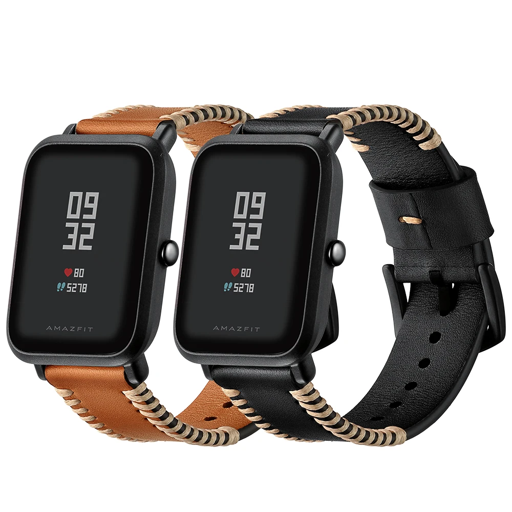 Ремешок из натуральной кожи для Xiaomi Huami Amazfit Bip BIT быстросъемный браслет смарт