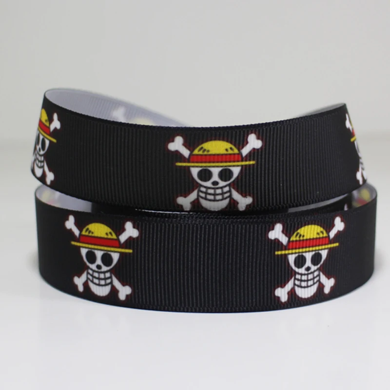 

50yards 7/8" 1" 1.5" 2" 3" 22mm 25mm 38mm 50mm 75mm skull on balck printed grosgrain ribbon for headband hair bow hair tie