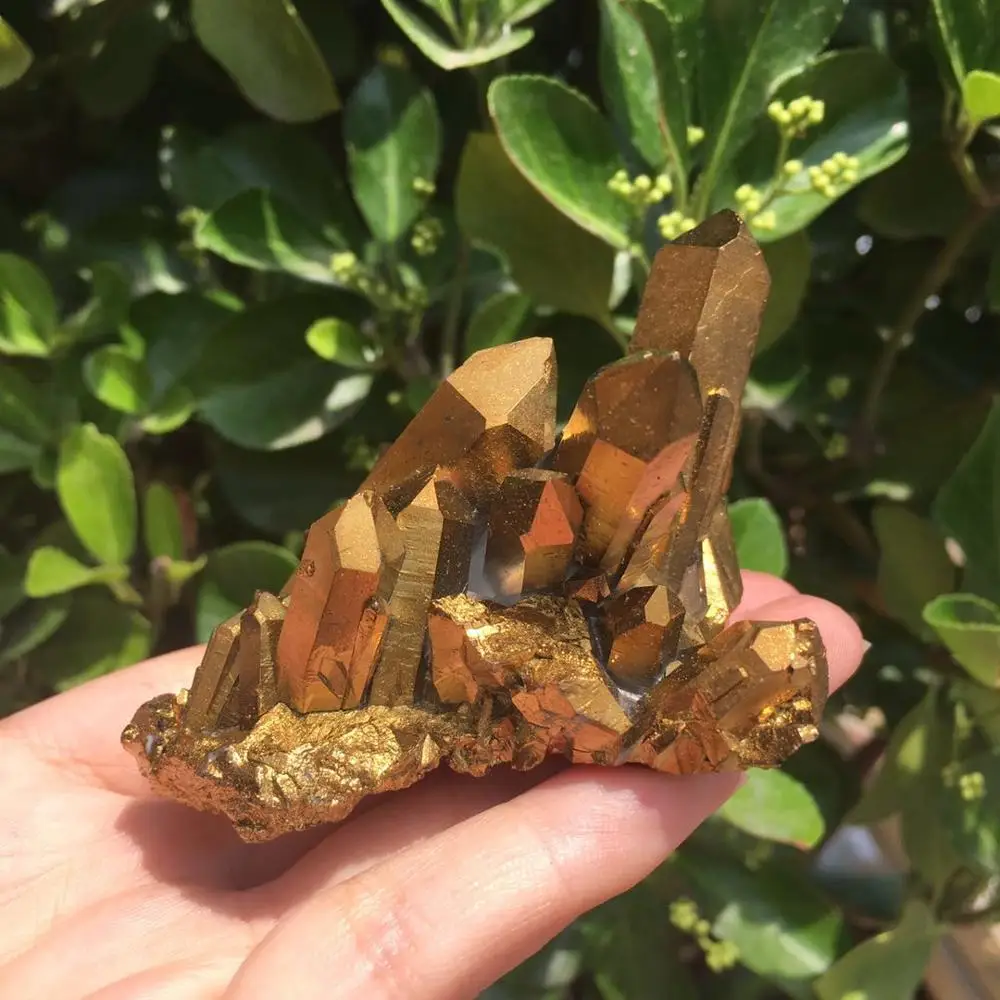 70-80g Natural Gold Yellow Quartz Aura Crystal Cluster Specimens