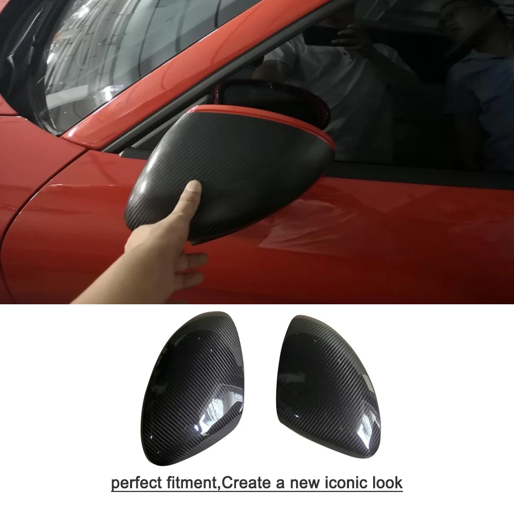  Carbon Fiber Car Rear View Mirror Cover Cap for Porsche 718 Boxster Cayman 2 Door Convertible Hatch