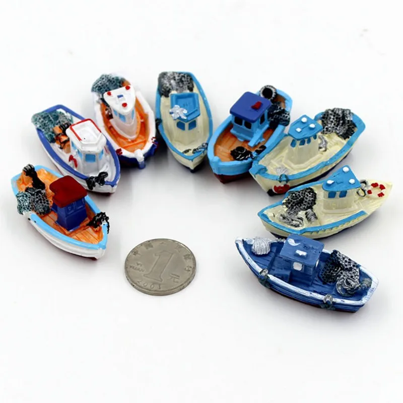 

20pcs Mediterranean style Aquarium Micro landscape Figurines and Miniatures Resin Ship Small ornaments Bonsai decorations BJ07