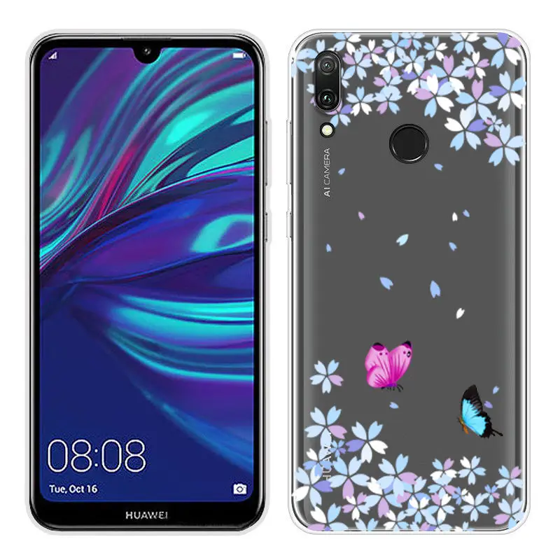 Cartoon Case for Huawei Y6 2019 Case Soft Silicone Back Cover Phone Case For Y7 2019 Honor 8x 9 10 Clear TPU Y 6 2019 Cover Capa (12)