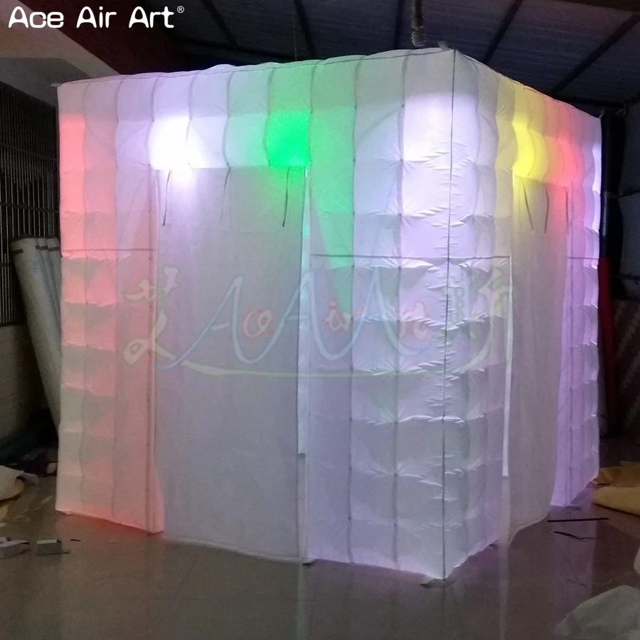  Brigter 5 w spotlights inflatable led cubephoto booth backdropcubic tent with 2 foldable door cover