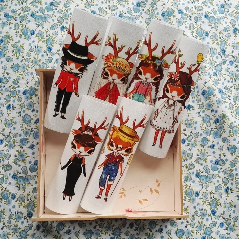 

Deer Digital Printing Painting Hand Dyed Fabric DIY Sewing Patchwork Cloth Scrapbooking for Purse Bag patch 15x15