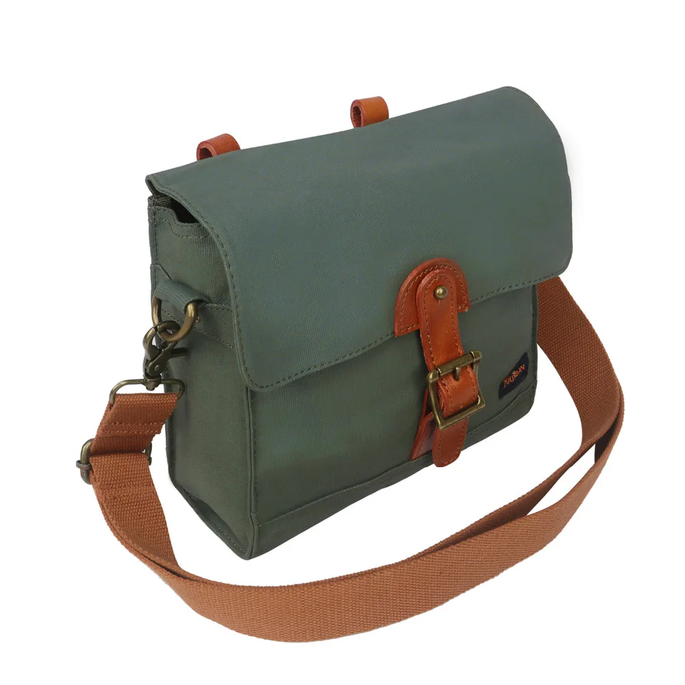 Sale Tourbon Bicycle Handlebar Bag Pack Front Tube Basket Pannier Messenger Bag Outdoor Accessories Green Waxed Waterproof Canvas 7