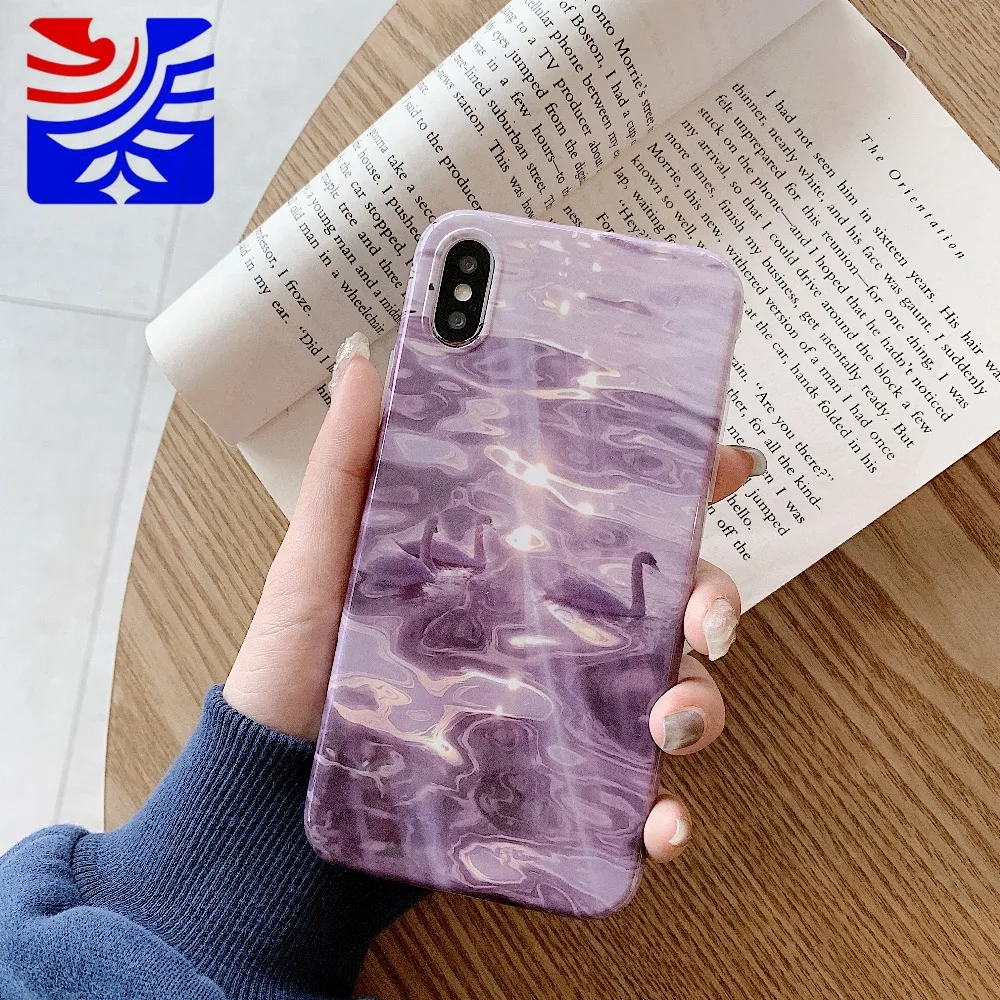 PEIPENG Romantic luxury Lake swan soft shell  For iPhone 7 7Plus 6 6S 6Plus 8 8Plus X XR XS Max Fashion girl TPU Anti-fall Case04