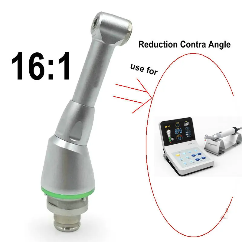 

Dental 16:1 Reduction Contra Angle Push Head for Endodontic dentist x smart Endo tool Motor with wire on table