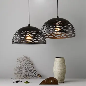 

Modern Pendant Light Black Iron Hollow Pendant Lamp For Dining Room Living room Hanglamp kitchen fixture luminaria Lighting