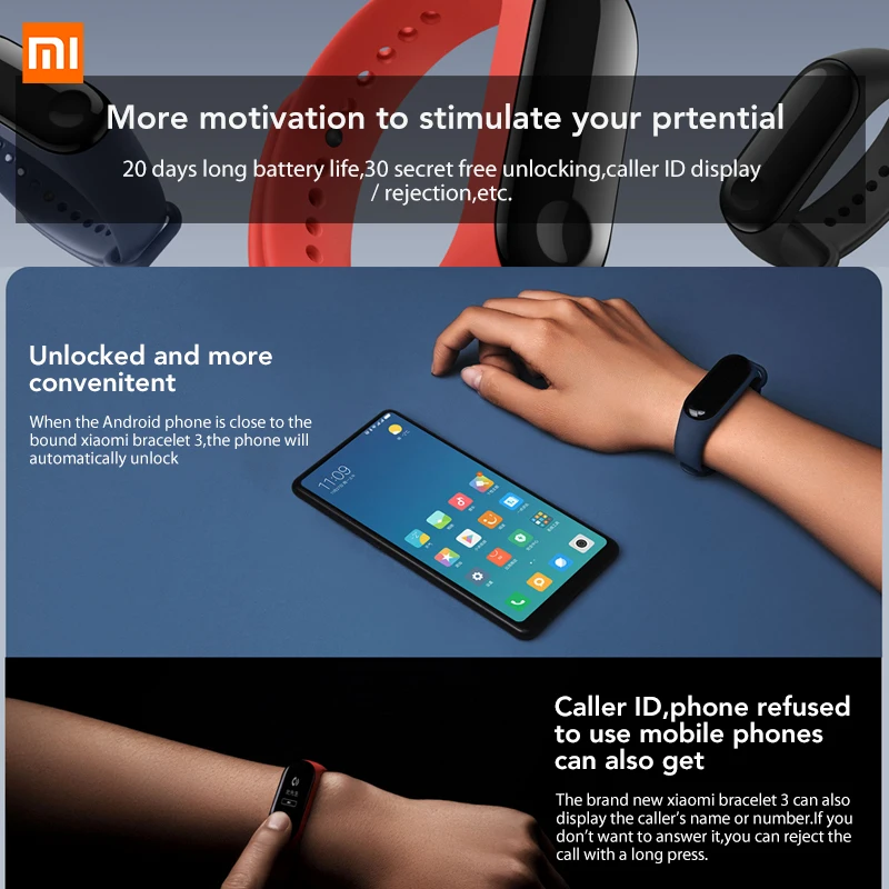 Умный спортивный браслет Mi Band 3 Xiomi оригинал Xiaomi Bluetooth 4 2 монитор сердечного ритма