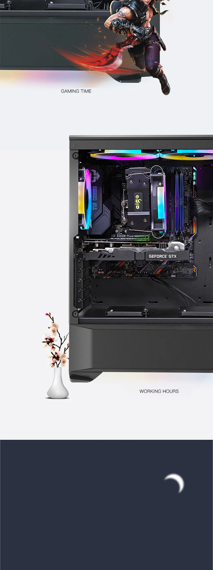 DarkFlash T20 PC компьютерный чехол ATX/Micro ATX RGB светильник полоса прозрачная сторона домашний офис черный игровой компьютерный чехол шасси