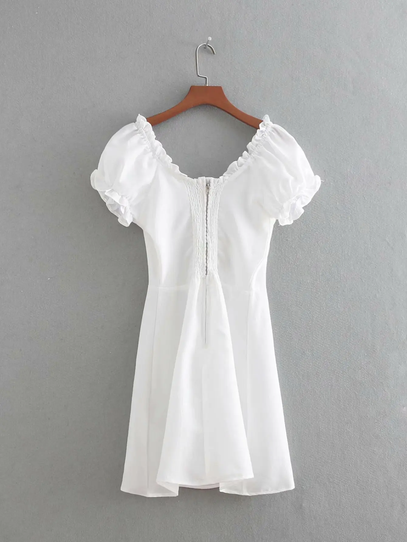 Спереди кружевное платье элегантное женское винтажное мини Белое пляжное платье suqre воротник Повседневные Вечерние платья Корейская Мода vestidos