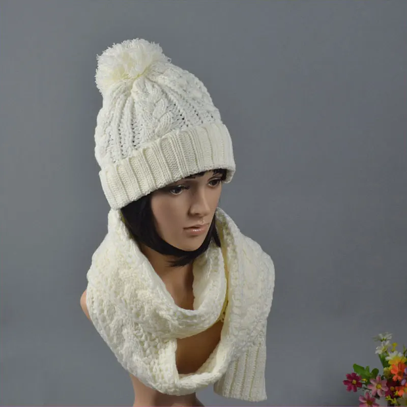 Женская зимняя утепленная шаль с помпоном 5 цветов|scarf hat set|hat setknitted scarf |