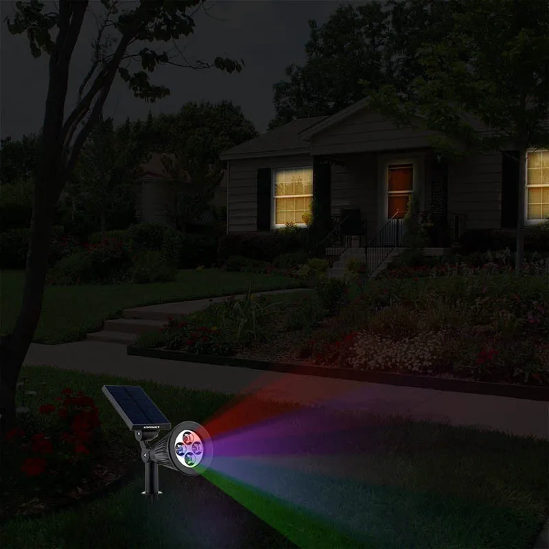 RGB Solar Spot Lights IP65 Waterproof 4 LED Solar Lights Wall Light Landscape Adjustable Solar Lamp with Automatic OnOff Sensor (12)