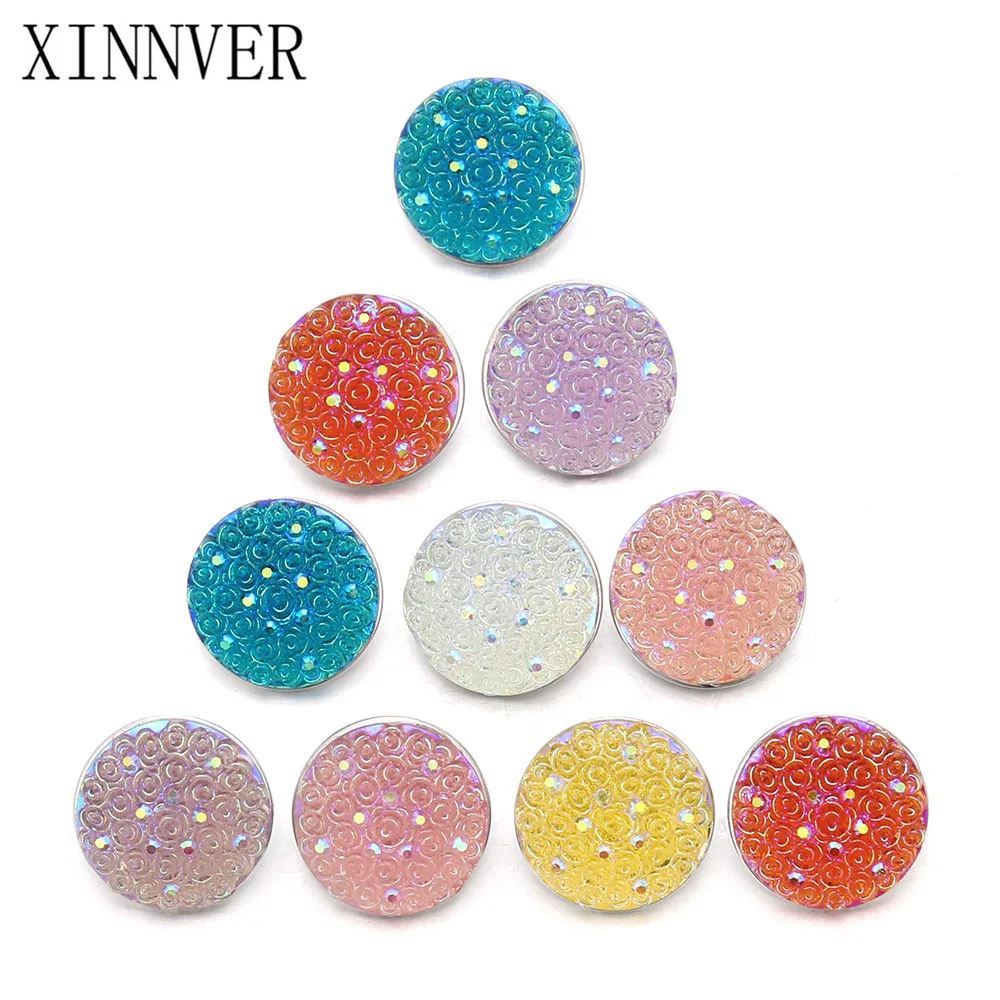 

10pcs/lot Hot Sale Mixed Colors 18mm Snap Button Bracelet & Bangles Charm Resin Snap Bracelet For Women Snap Button Jewelry