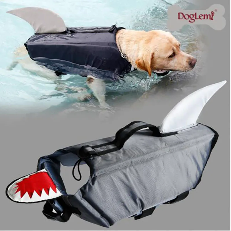 

HJKL DogLemi Dog Jacket Gray Shark and Duck Design Pet Swimming Vest Waterproof Nylon Dog Swimming Clothes Float Dog PD10026 55