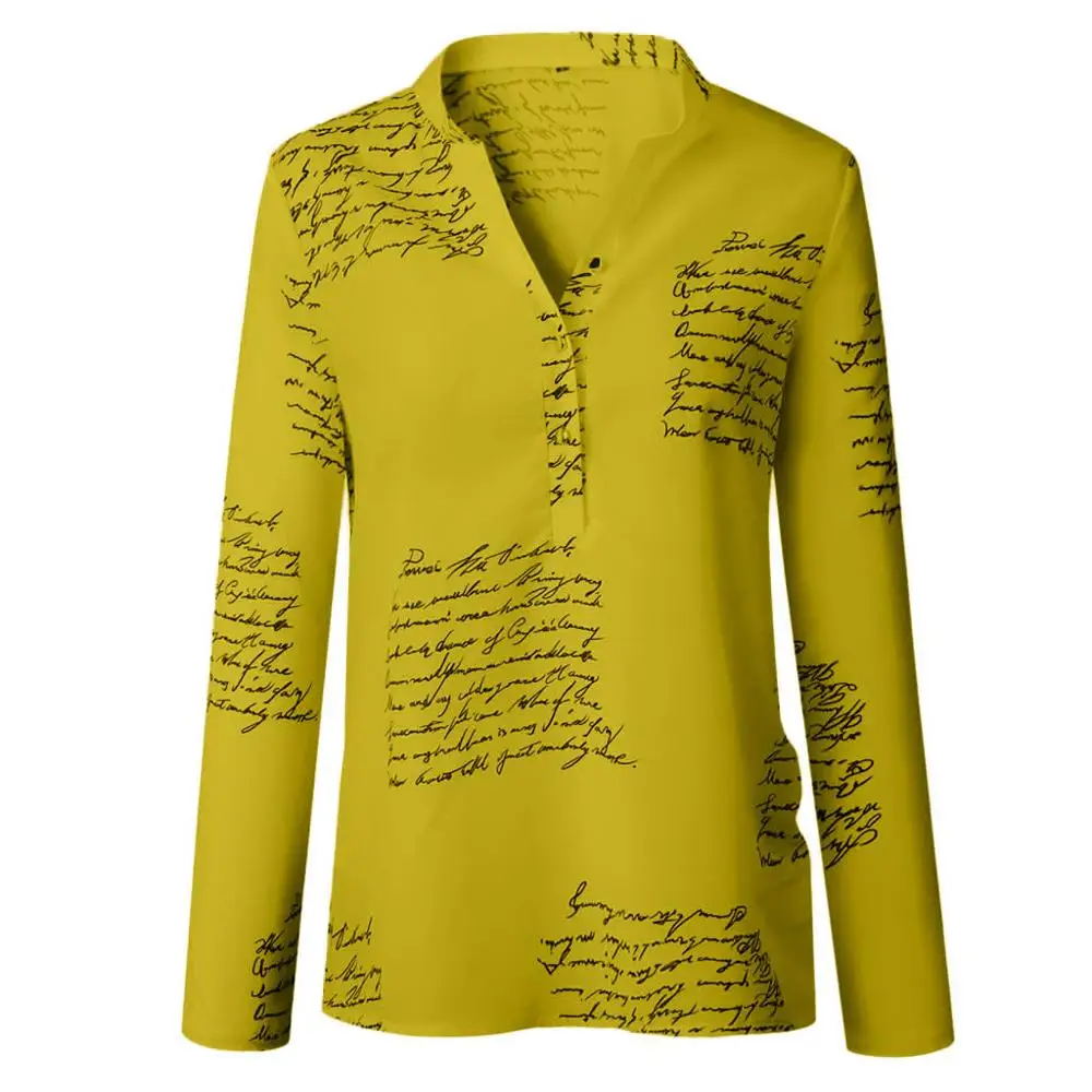 FEITONG Women Blouse,Women V Neck Letters Printing Button Long Sleeve T-Shirt Tops Blouse FEITONG Women Blouse,Women V Neck Letters Printing Button Long Sleeve T-Shirt Tops Blouse