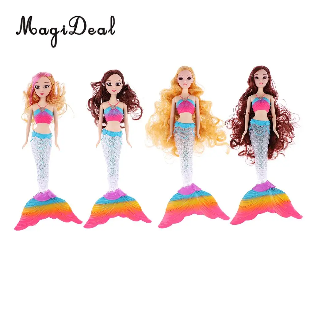 Fashion Princess Doll Long Curly Hair Mermaid Model With Rainbow LED Tail For   Children Birthday Gift