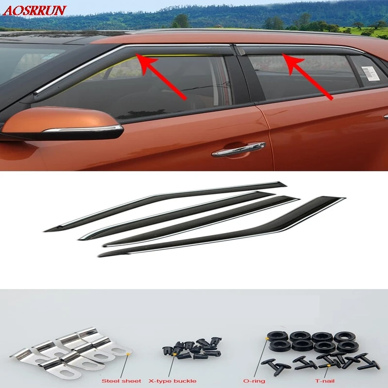 

4PCS All Windows Protection Rain Shield Visor Covers For hyundai Creta IX25 2014-2017 Acrylic Window Rain Visor car accessories