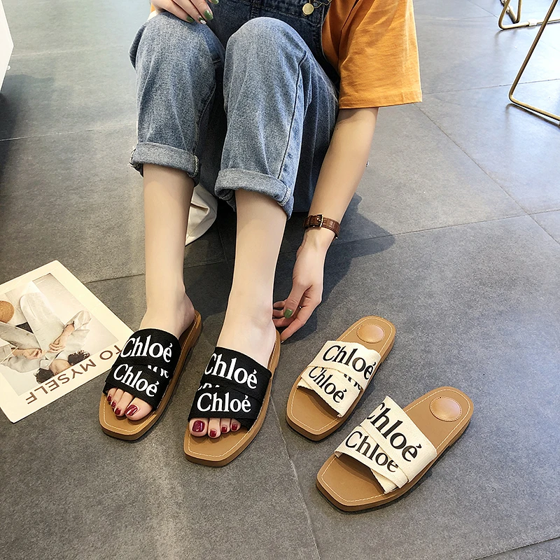 

2019 Summer new Lady slippers fashion outside wearing thick bottom women's shoes Beach Slides Flat Sandals Zapatos Mujer