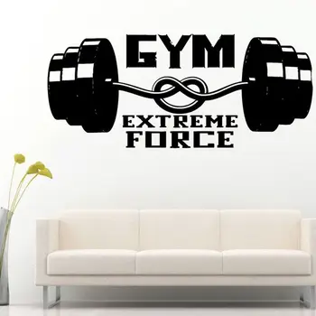 

Gym Name Sticker Fitness Crossfit Barbell Decal Body-building Posters Vinyl Wall Decals Parede Decor Mural Gym Sticker